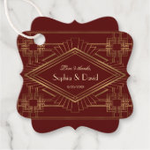 Royal Burgundy Gold Great Gatsby Wedding Bedankjes Labels (Voorkant)