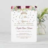 Royal Burgundy Gold Mis Quince Script Quinceañera Kaart (Staand voorkant)