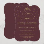 Royal Burgundy Gold Mis Quince Script Quinceañera Kaart (Voorkant / Achterkant)