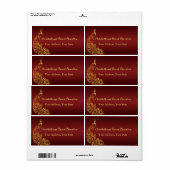 Royal Burgundy Gold Peacock Weddenschap Label (Full Sheet)
