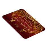Royal Burgundy Gold Peacock Wedding BEWAAR DE DATU Magneet (Rechterzijde)