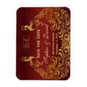 Royal Burgundy Gold Peacock Wedding BEWAAR DE DATU Magneet (Verticaal)