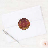 Royal Burgundy Gold Peacock Wedding Custom Ronde Sticker (Envelop)