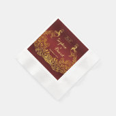 Royal Burgundy Gold Peacock Wedding Custom Servetten (Hoek)