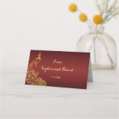 Royal Burgundy Gold Peacock Wedding Plaatskaartje (Achterkant)