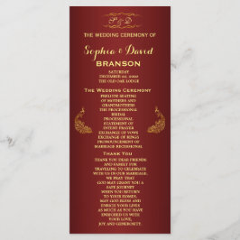 Royal Burgundy Gold Peacock Wedding Program Custom Programmakaart