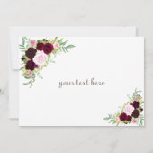 Royal Burgundy Marsala Floral Wedding Bedankt (Achterkant)