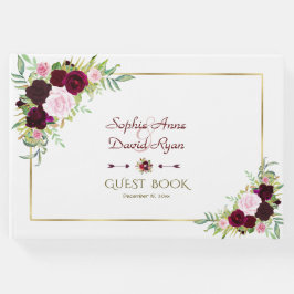 Royal Burgundy Marsala Floral Wedding Gastenboek