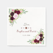 Royal Burgundy Marsala Floral Wedding Servet (Voorkant)