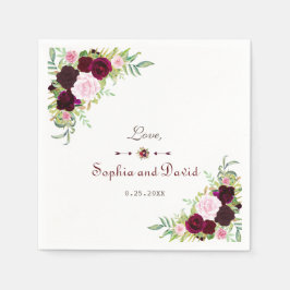 Royal Burgundy Marsala Floral Wedding Servet
