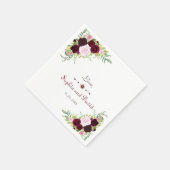 Royal Burgundy Marsala Floral Wedding Servet (Hoek)