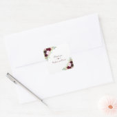 Royal Burgundy Marsala Floral Wedding Vierkante Sticker (Envelop)
