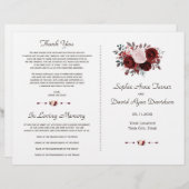 Royal Burgundy Pink Floral Gold Wedding Programme (Voorkant / Achterkant)