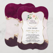 Royal Burgundy Pink Flowers Gold Vrijgezellenfeest Kaart (Voorkant / Achterkant)