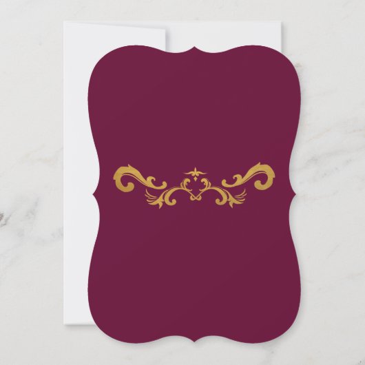 Royal Burgundy Plum Gold Elegant Crown Quinceañera Kaart (Achterkant)