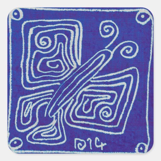 Royal Butterfly and fabric of life, square sticker (Voorkant)