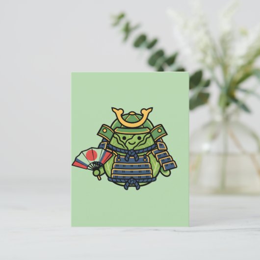 Royal Cabbage Samurai Warrior with War Fan Illustr Briefkaart (Staand voorkant)