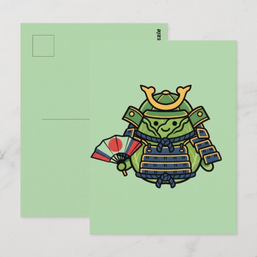 Royal Cabbage Samurai Warrior with War Fan Illustr Briefkaart (Voorkant / Achterkant)