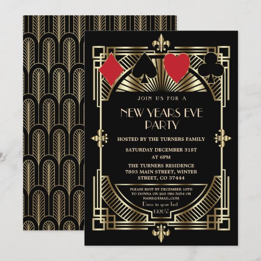 Royal Casino Las Vegas Great Gatsby New Years Eve Kaart (Voorkant / Achterkant)