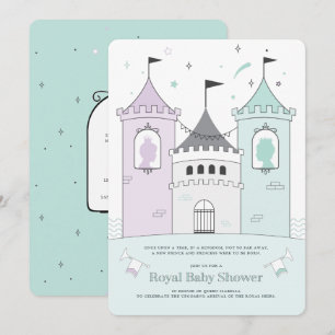 Royal Castle Boy Girl Twins Baby shower Invitation Kaart
