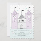 Royal Castle Girl Twins Baby shower Invitation Kaart (Voorkant)