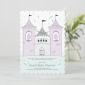 Royal Castle Girl Twins Baby shower Invitation Kaart (Staand voorkant)
