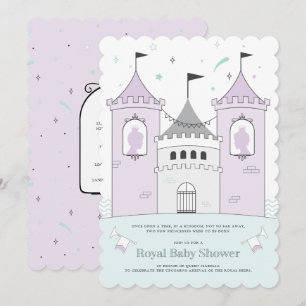 Royal Castle Girl Twins Baby shower Invitation Kaart