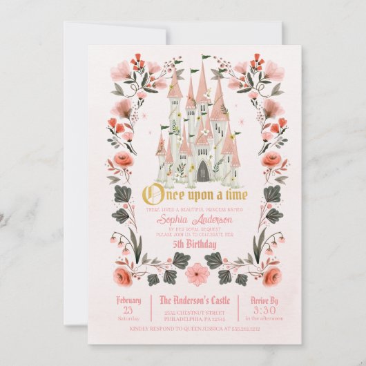 Royal Castle Pink Birthday - Foto van elke leeftij Kaart (Voorkant)