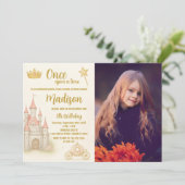 Royal Castle Princess verjaardagsuitnodiging Kaart (Staand voorkant)