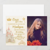 Royal Castle Princess verjaardagsuitnodiging Kaart (Voorkant / Achterkant)