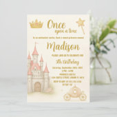 Royal Castle Princess verjaardagsuitnodiging Kaart (Staand voorkant)