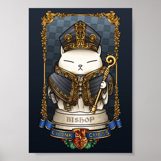 Royal Cat Chess Bishop Piece Poster (Voorkant)