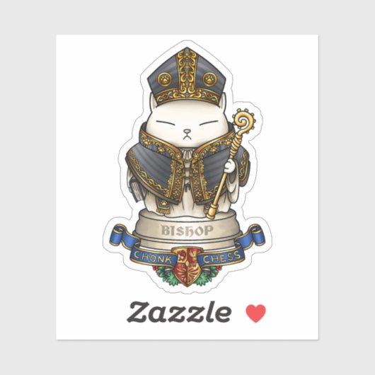 Royal Cat Chess Bishop Piece Sticker (Vel)