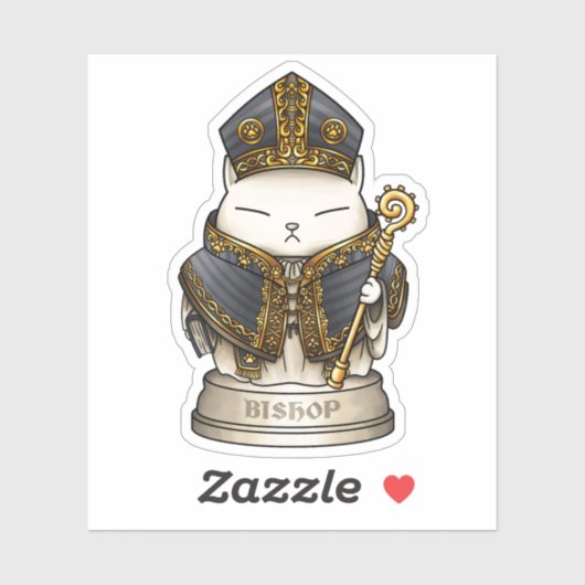 Royal Cat Chess Bishop Piece Sticker (Vel)