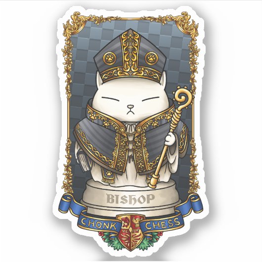 Royal Cat Chess Bishop Piece Sticker (Voorkant)