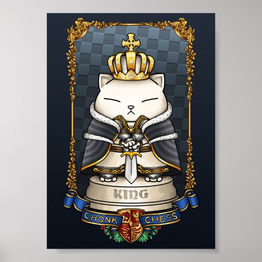 Royal Cat Chess King Piece Poster (Voorkant)