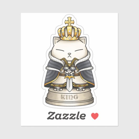 Royal Cat Chess King Piece Sticker (Vel)