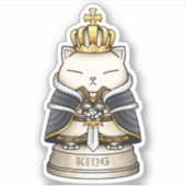 Royal Cat Chess King Piece Sticker (Voorkant)