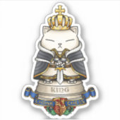 Royal Cat Chess King Piece Sticker (Voorkant)