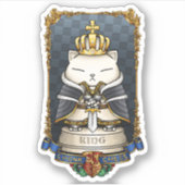 Royal Cat Chess King Piece Sticker (Voorkant)
