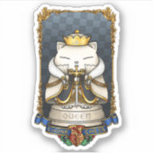 Royal Cat Chess Queen Piece Sticker (Voorkant)