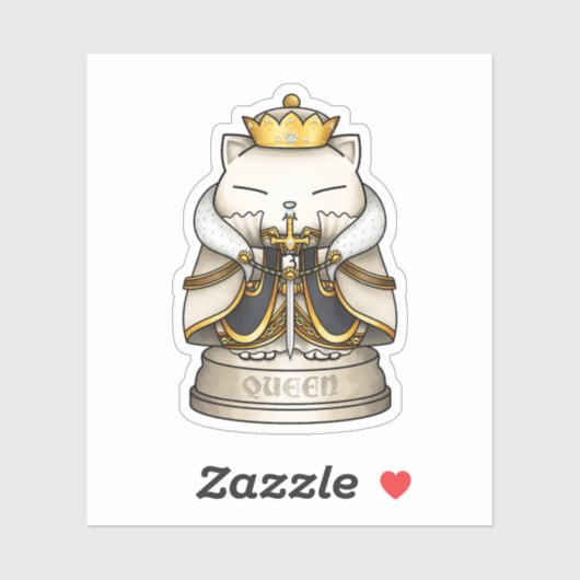 Royal Cat Chess Queen Piece Sticker (Vel)