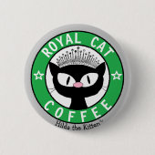 ROYAL CAT COFFEE Black Cat Round Button (Voorkant)