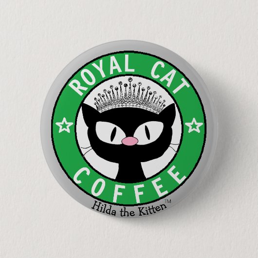 ROYAL CAT COFFEE Black Cat Round Button (Voorkant)