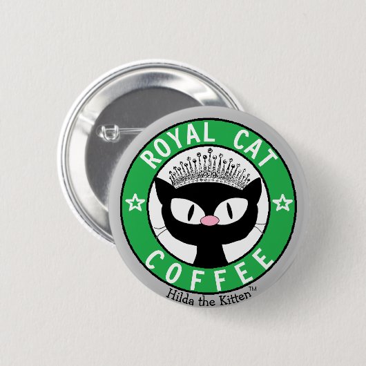 ROYAL CAT COFFEE Black Cat Round Button (Voorkant /achterkant)