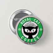 ROYAL CAT COFFEE Zwarte Kat Ronde Knop Button 5,7 Cm (Voorkant /achterkant)