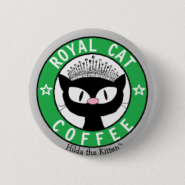 ROYAL CAT COFFEE Zwarte Kat Ronde Knop Button 5,7 Cm
