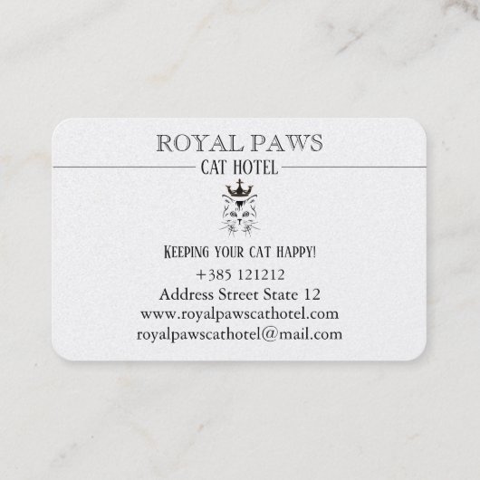 Royal Cat Hotel Logo Visitekaartje (Achterkant)