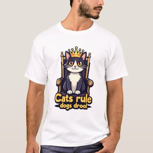 Royal Cat Throne T-shirt - Katten regel, honden kw (Voorkant)