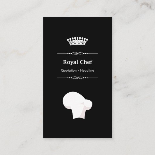 Royal Chef - Professional Modern Black White Visitekaartje (Voorkant)